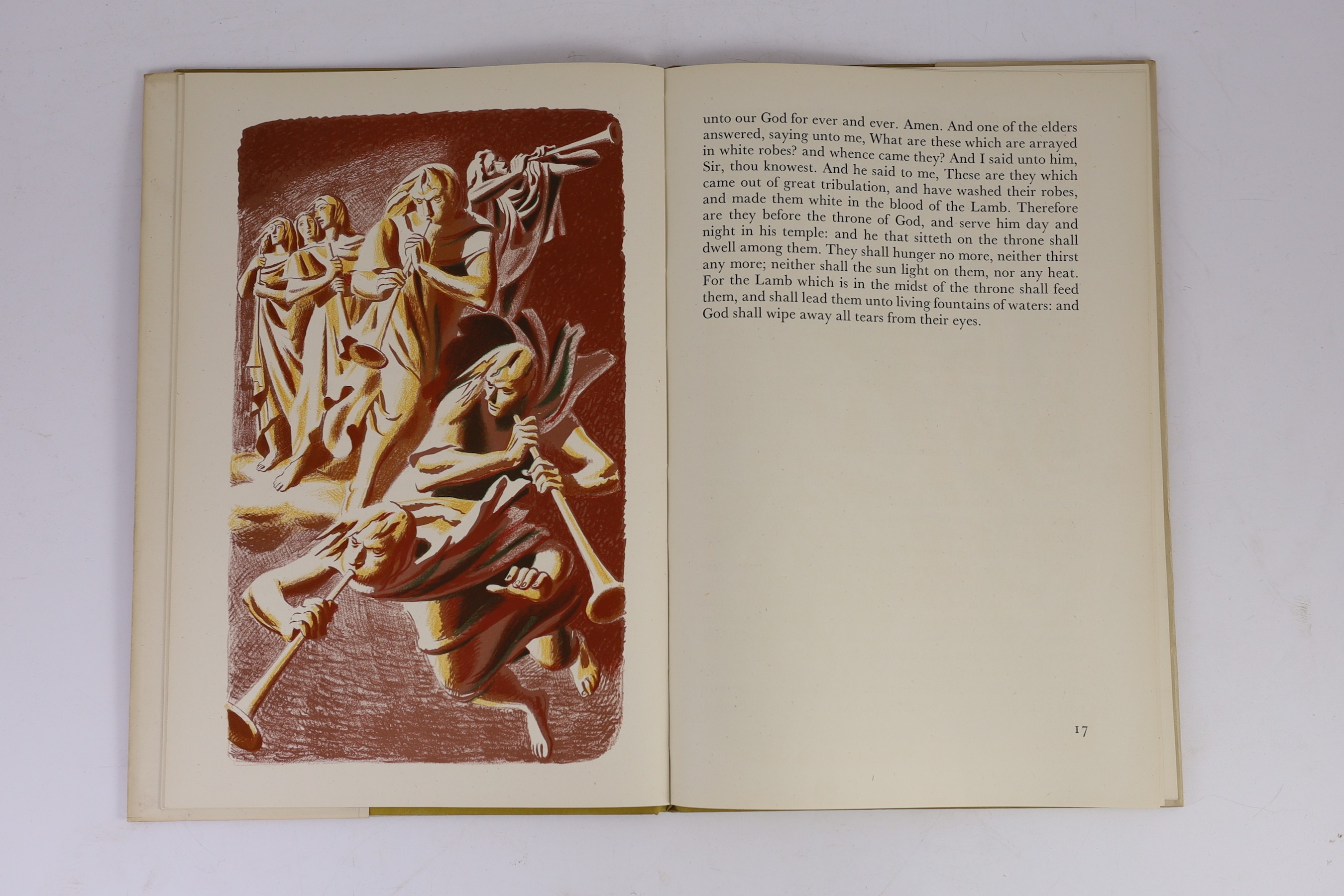 Feibusch, Hans (illustrator) - The Revelation of Saint John the Devine, folio, cloth with unclipped d/j, with 21 full page lithographs, Collins, London, [1946]